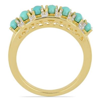 BUY 925 SILVER NATURAL TURQUOISE GEMSTONE CLUSTER RING